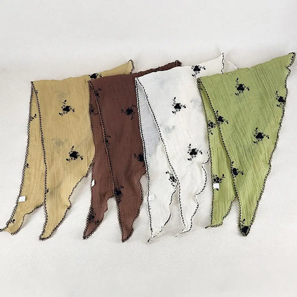 

INS кружевной шарф для волос солнцезащитный платок для девочек льняной хлопковый шейный платок весенняя шаль женская повязка на голову во французском пасторальном стиле для путешествий