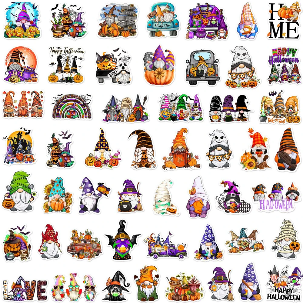 10/30/50PCS Kawaii Cartoon Halloween Gnomes Witch Decals Luggage Phone Notebook Wall Room Car Decoration Graffiti Sticker