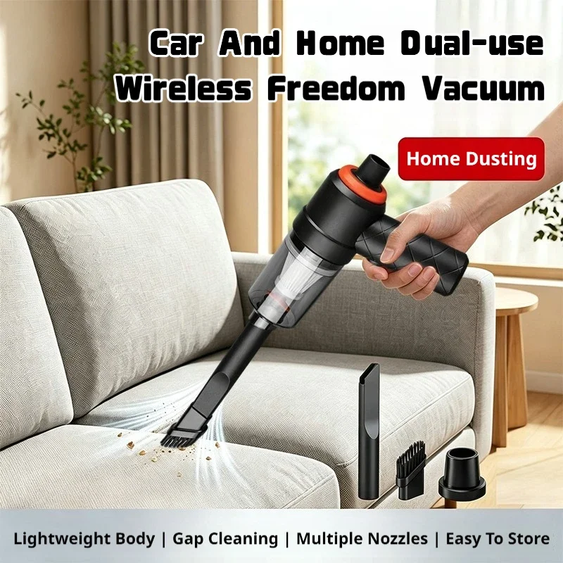 Portable Wireless Car Vacuum Cleaner 2-in-1 Suction And Blow Function Rechargeable Dust Collector for Home And Vehicle Cleaning