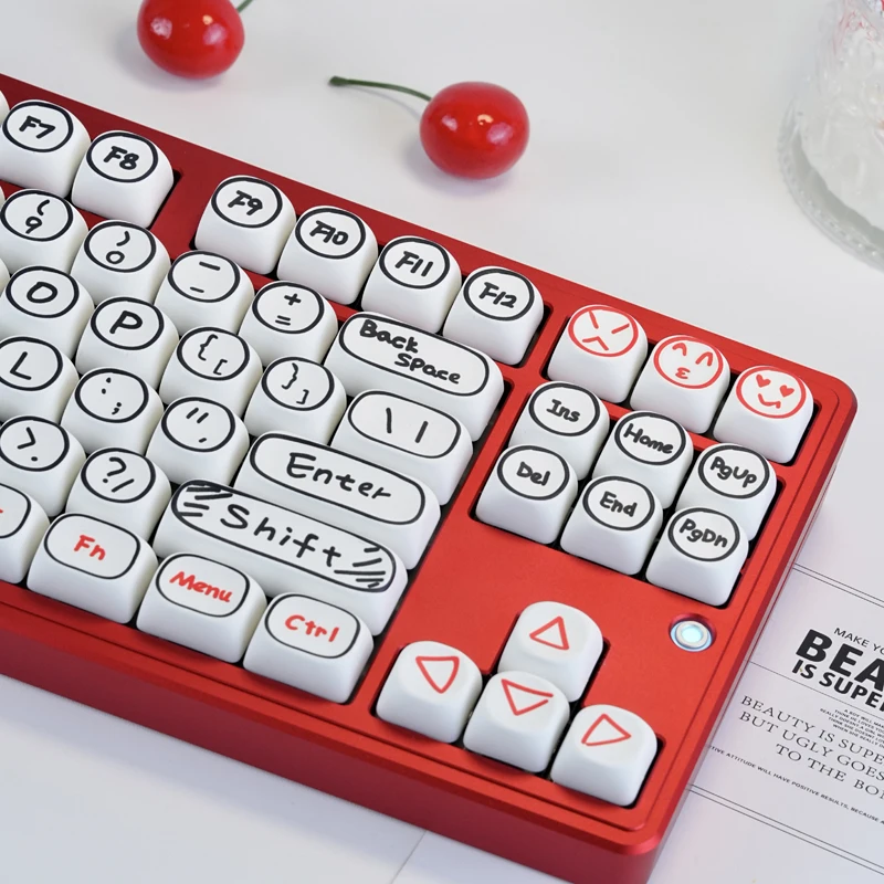 Black Line Hand-Drawn Keycaps MOA Profile 127 Keys PBT Custom Keycap Set for MX Switches Mechanical Keyboard 60% 65% 75% TKL 96%