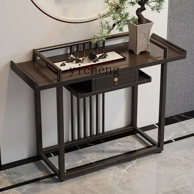 Wall Entrance Cabinet Table a Long Narrow Table Chinese Solid Wood Simplicity Zen Light Luxury Console