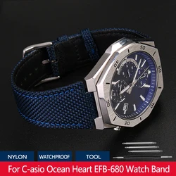 For Casio Edifice Watch strap EFB-680 ECB-10PB/DP/YD/HR GST-B400 26x14mm 26x12mm Convex men's nylon Genuine leather Watch Band