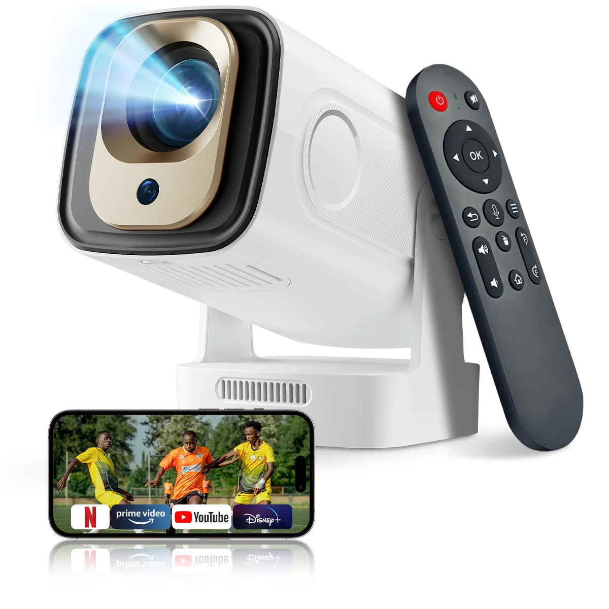 جهاز عرض أصلي 1080P FHDSmart مع Dolby Audio، ودعم 600 ASIN 4K، وتركيز تلقائي AI، ونظام تشغيل Android TV، مع WiFi 6 وBluetooth