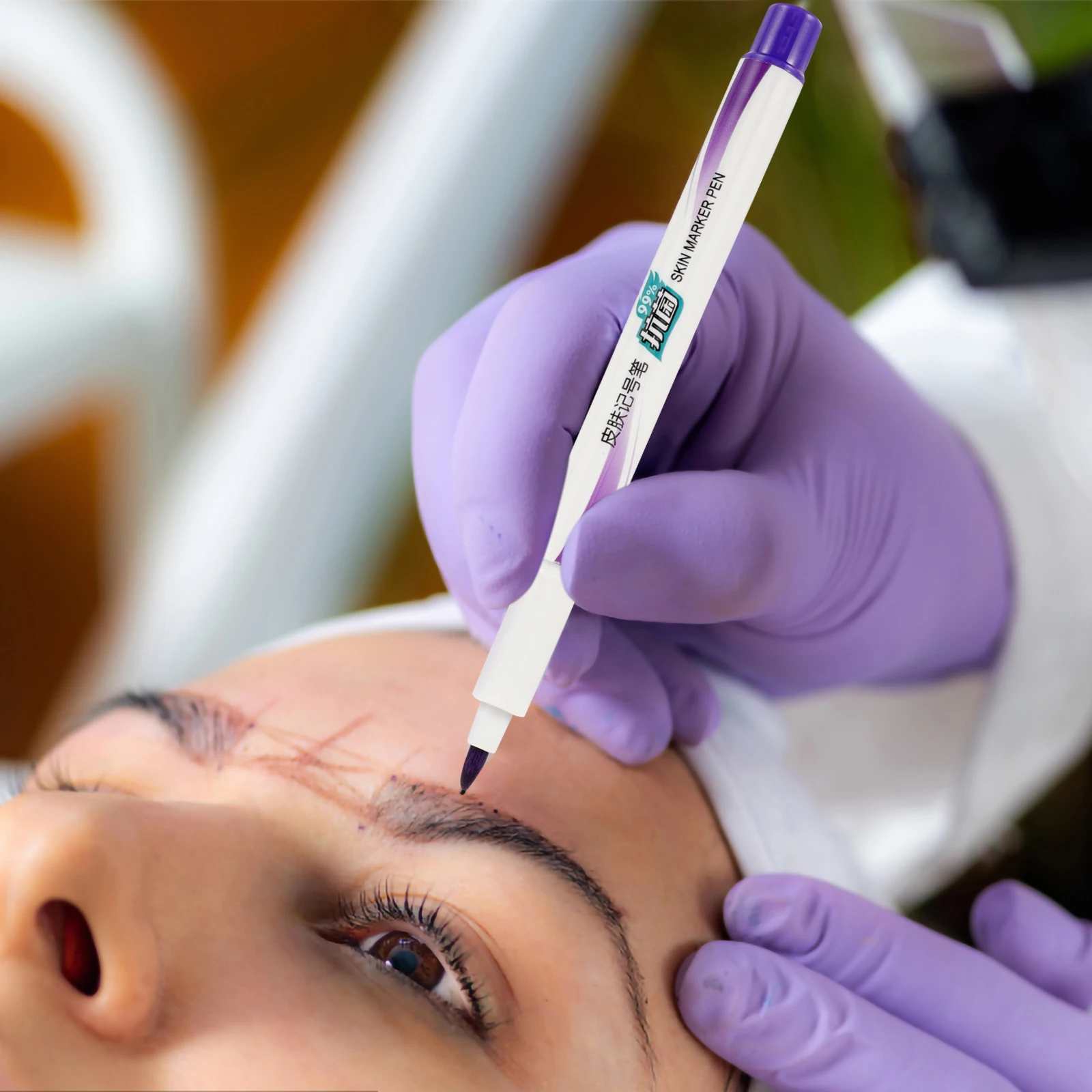 

2pcs Skin Marking Pen Professional Tattoo Positioning Tool For Eyebrow Mapping Surgery Aseptic Marker Pens Body Art Salon