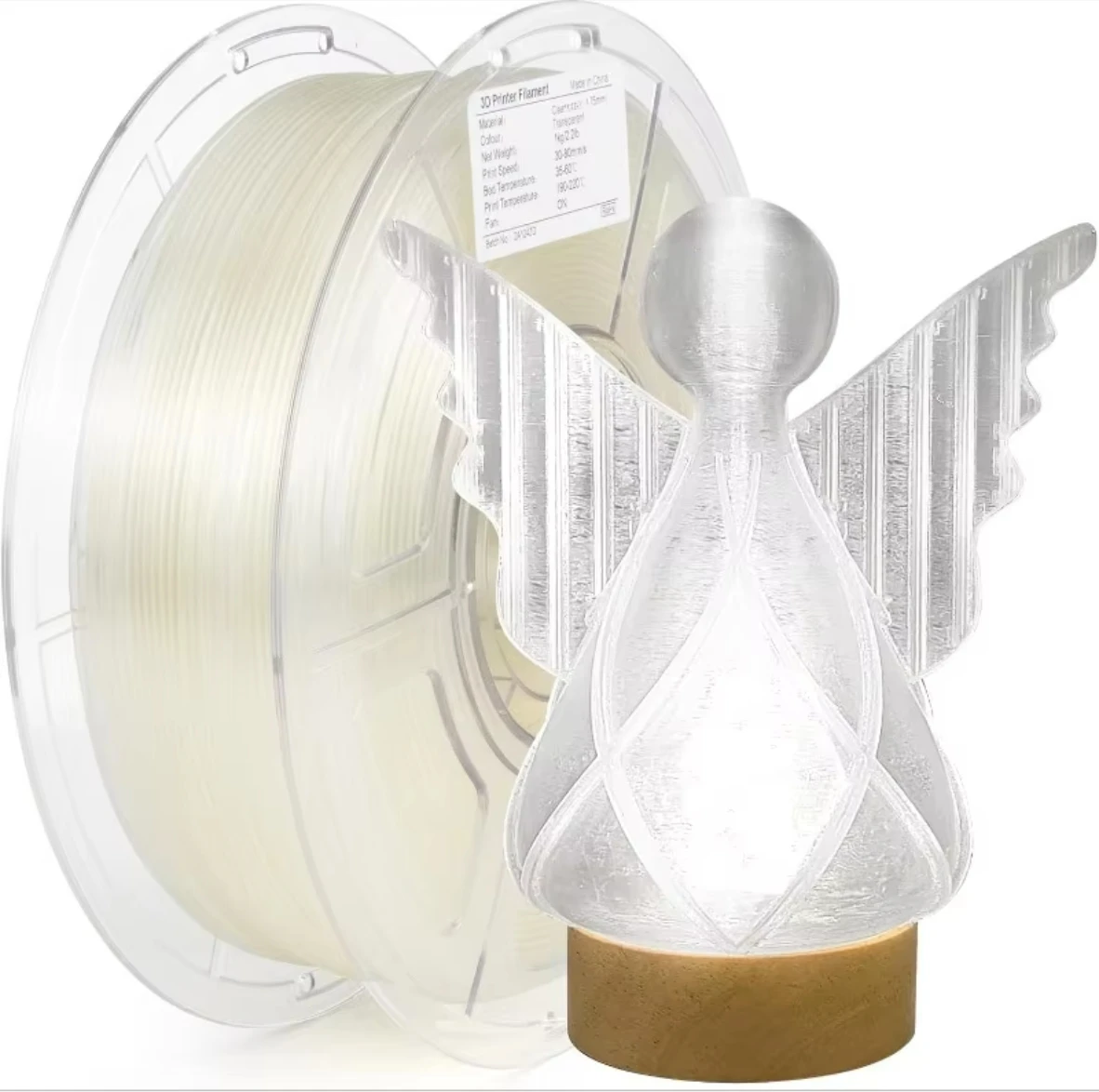 PETG Transparent 3D Printer Filament, Clear PETG 1.75mm ,Fast Printing Speed PETG, Dimensional Accuracy ±0.02mm,1kg(2.2lbs)