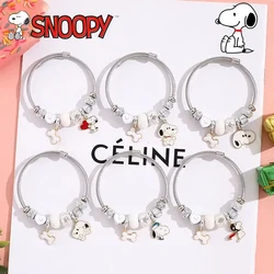 Snoopy Cartoon Stainless Steel Bracelets Women Bracelet Pendant Cute Fashion Charms Jewelry for Best Friends Party Gifts