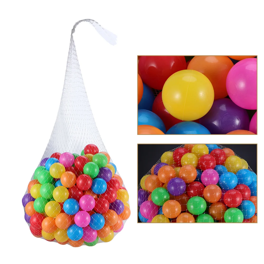 50 Stuks Plastic Ballen Pitballen Crush Proof Oceaan Ballen Speelgoed Met Opslag Mesh Tas Voor Kinderen Speelgoed Kids Bal Speelgoed