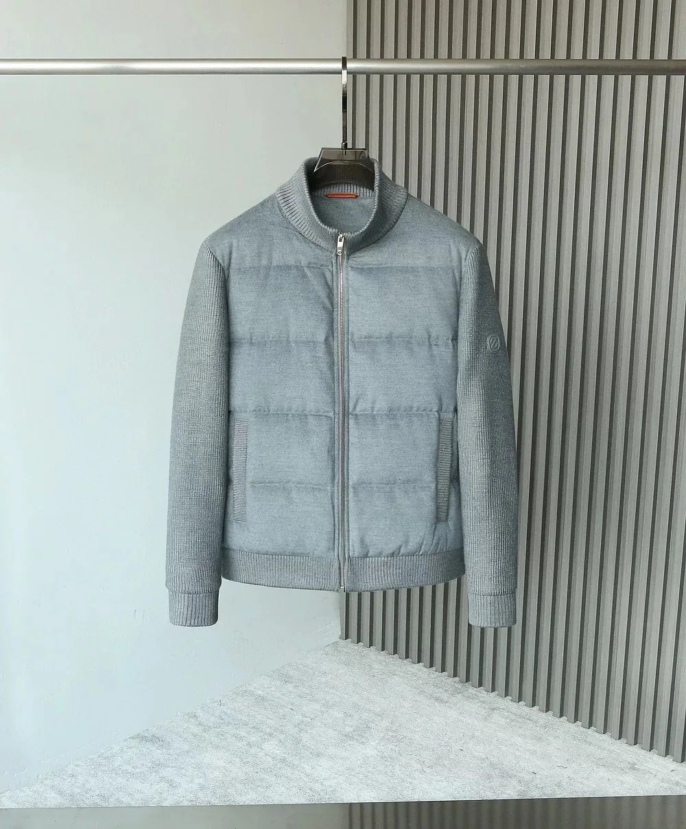 

Italian Sle ZZ Autumn Winter New Men's Busin Casual Knitted Patchwork down Jaet Stand Collar Thiened White Du Feather