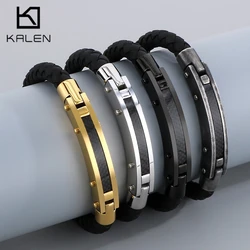 Classic Magnetic Clasp Leather Bracelet for Men High Quality Stainless Steel Braided Cowhide Bracelet Simple Trend Jewelry Gift