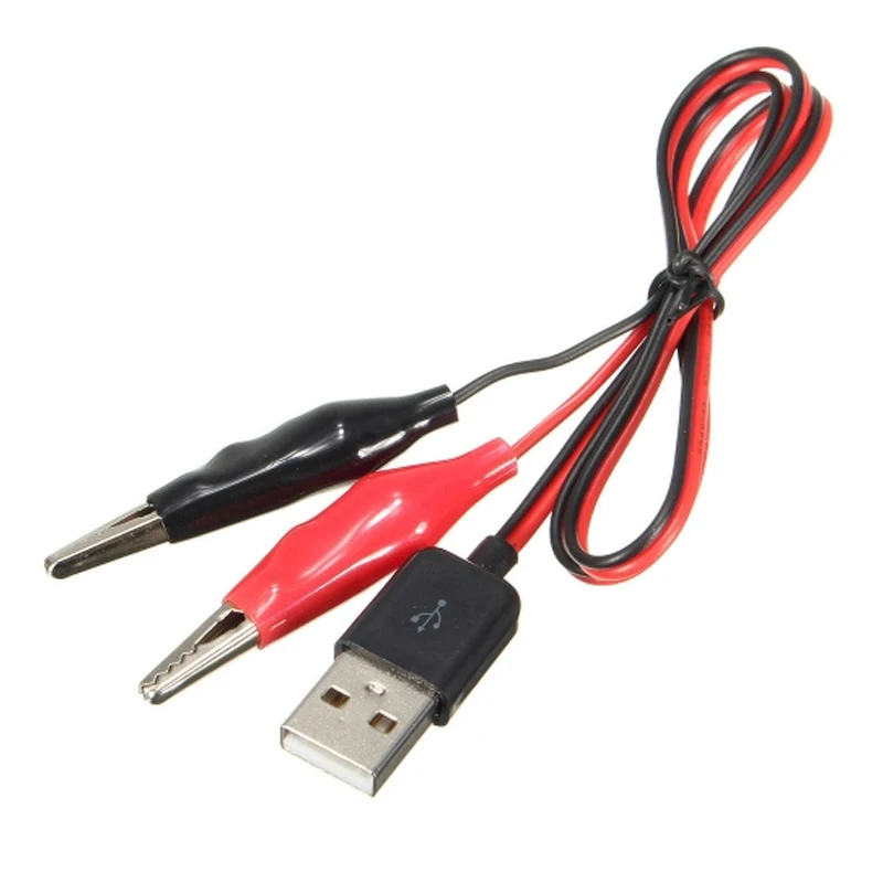 Crocodile Test Clip Transfer USB Power Adapter with Clip Power Detection Red and Black Line Crocodile Test Cable