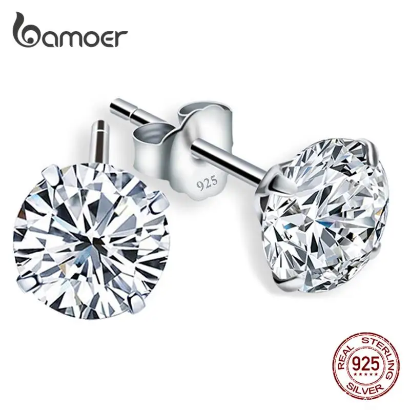 Women's 925 Sterling Silver Basic Wedding Stud Earrings