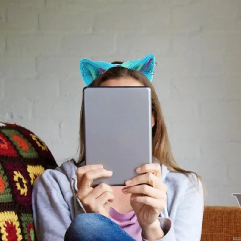 39BD Anime Cosplay Props Hair Hoop Furry Hair Styling for Halloween Headband Furry Kitten Animal Carnivals