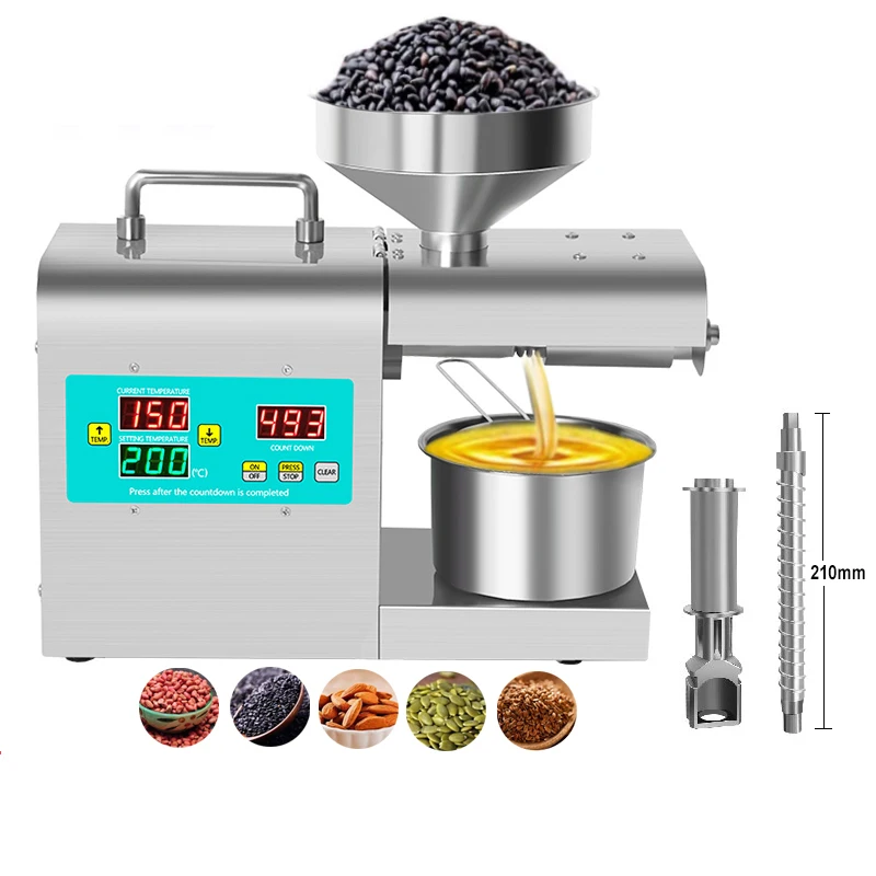 New Household Oil Press Digital Temperature Control Strong Power High Extraction Various Peanut Sesame Flax Seed Cold Oil Press