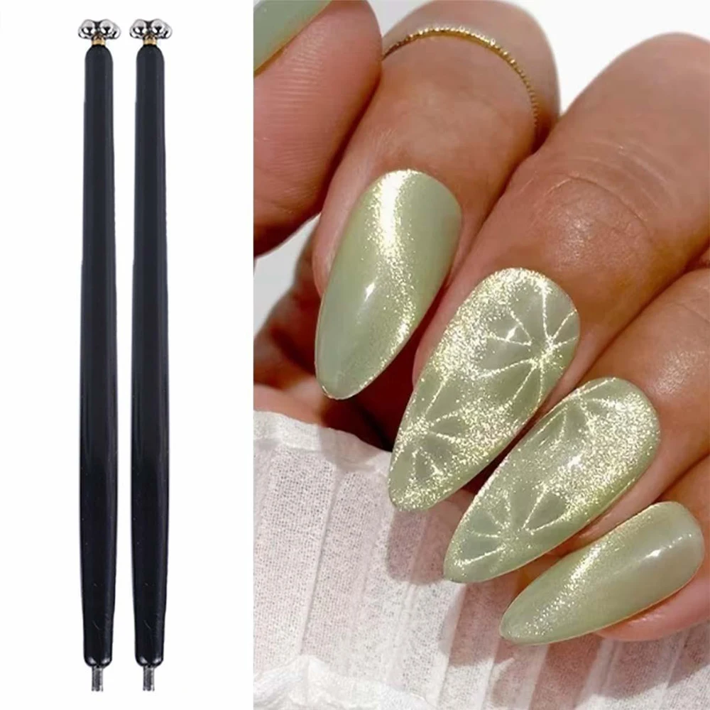 2pcs Dual-Head Cat Eye Nail Magnet Pen Set, Multifunctional Magnetic Nail Art Tool, Attracts Steel Beads, Creates Versatile Desi view 4