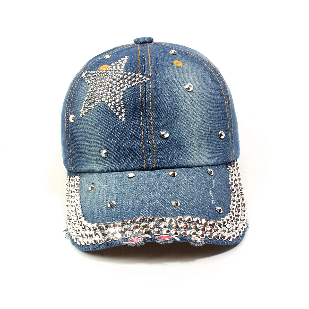 

Baseball Cap Rhinestone Denim Men Women Fit Hat Summer Spring Sun Protection Accessory For Golf Climb Fishing Outdoor Sports
