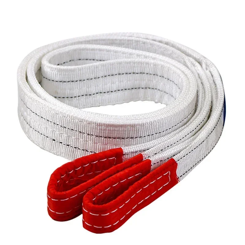 1Tx3M 1Tx1M 2Tx1M Industrial Lifting Belt Wear Resistant White Flat Lifting Belt Trailer Sling Crane Hoisting Cargo Polyester