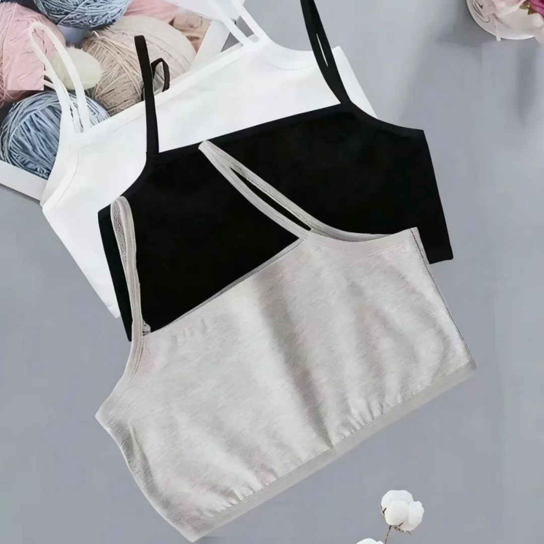 

3PC Teen Bra Girl Vest Cotton Spandex Big Girl's Sport 8-14 Years Adolescente Kids Underwear