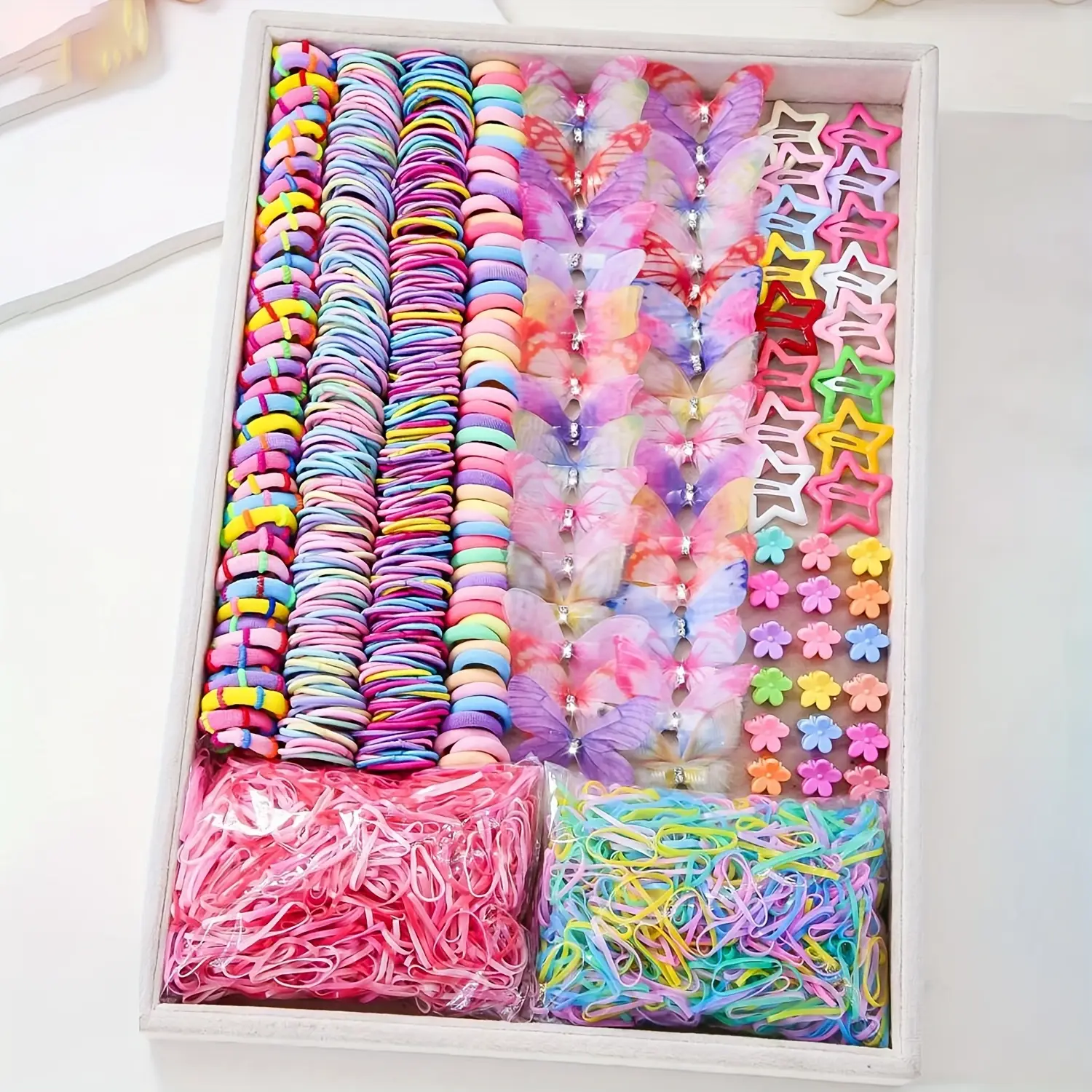 941 conjuntos de roupas coloridas e fofas para meninas | Inclui vários clipes, laços de cabelo, flores e toucas de arco de camada dupla