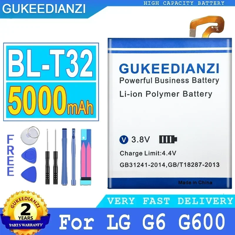 BL-T32 휴대폰 배터리, LG G6 G600L G600S H870 H871 H872 H873 LS993 US997 VS988 용, 5000mAh