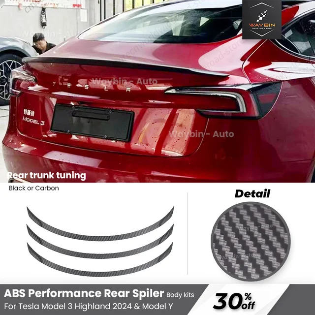 Tylny spojler bagażnika do Tesla Model 3 Highland 2024, tylny spoiler ABS Performance, czarny połysk, karbon, zestawy karoserii Model Y