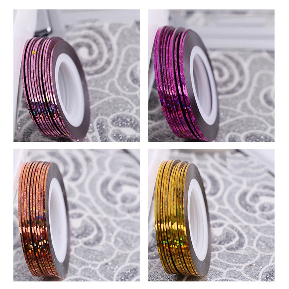 

42pcs Nail Art Sticker Tape Stripe Gold Silver Thread Tips Line Striping Self Adhesive UV Gel Acrylic Nails Party