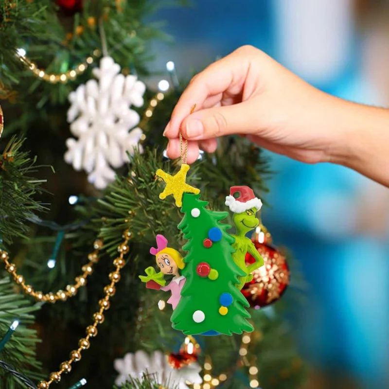 Hiasan Natal Grinch yang Menyenangkan untuk Dekorasi Natal Lintas Negara, Ornamen Pohon Natal Akrilik