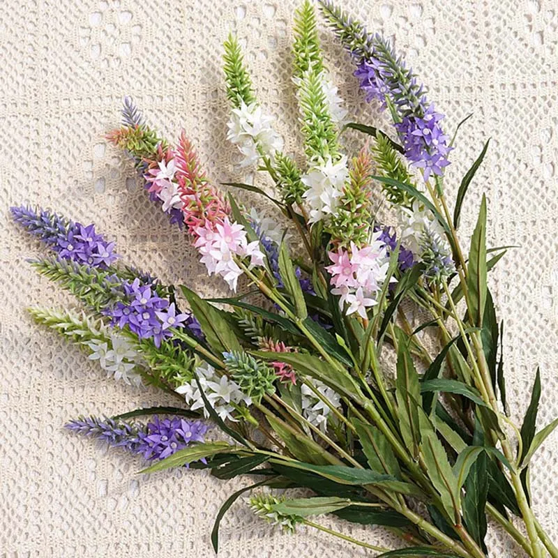 Luxury Lupine fake flower branch with leaf lavender silk flower indie room decor flores artificiales wedding decoration