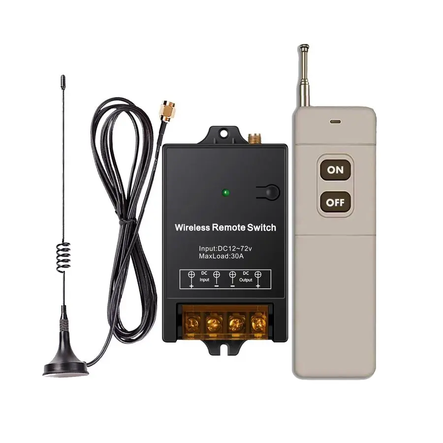 

Wireless Remote Switch,DC12V 24V 48V 72V 30A Relay,BiDirectional Wireless RF Switch with Feedback Function,ON Off Beep,4900FT Ra