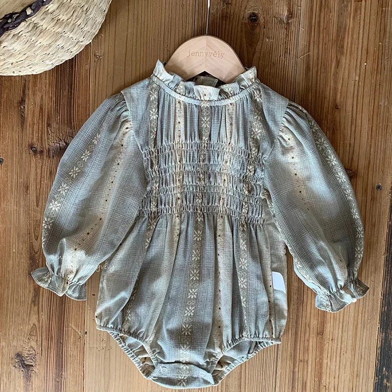 2025 New Autumn Infant Baby Girls Jumpsuit Long Sleeved Cotton Print Newborn Baby Girls Bodysuits 0-24M Children Clothes