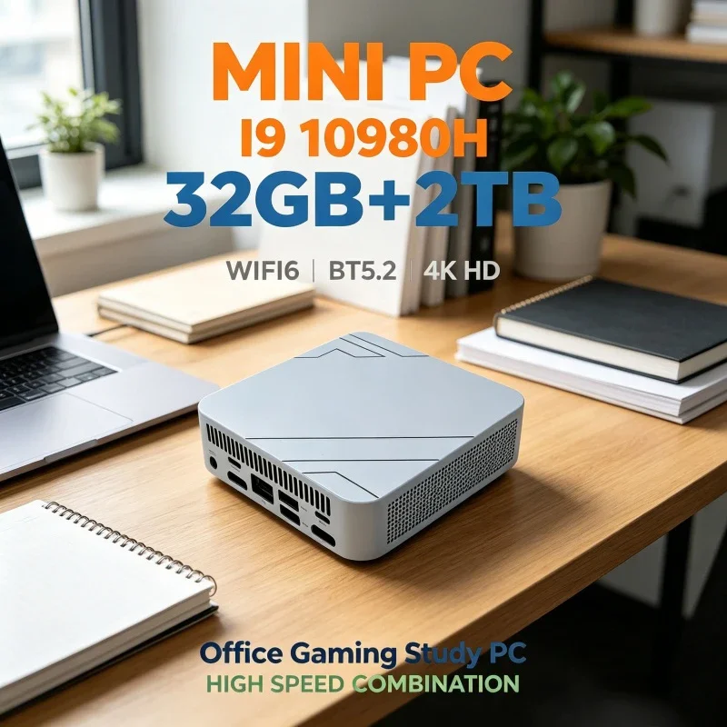 Mini PC High‑Performance Intel Core i9 10980HK Windows 11 Pro 32GB RAM 1TB SSD WIFI6 BT5.2 4K 60Hz HD Gaming Office Study PC