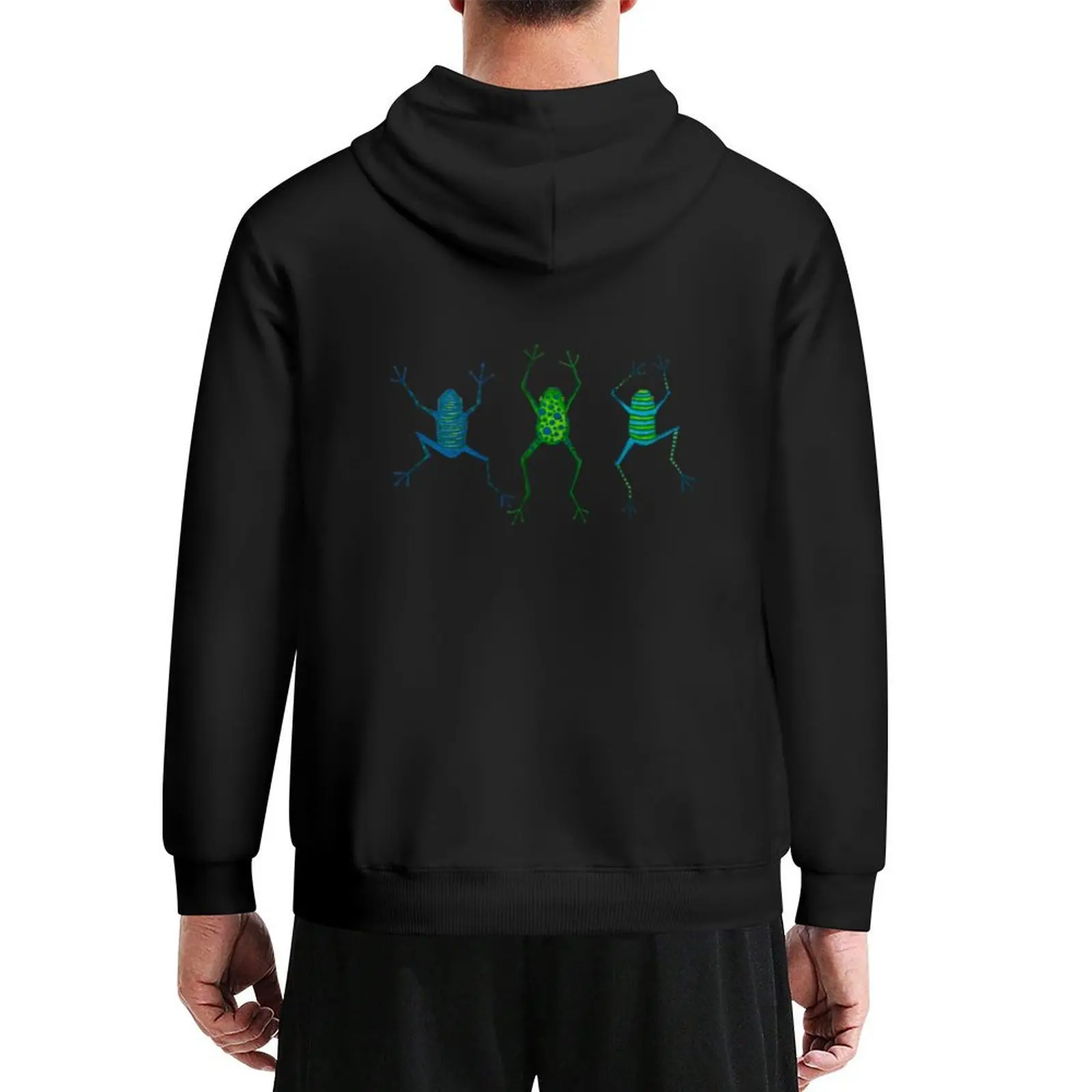

Three Frogs Jumping for Joy Hoodie mens clothing male clothes mens designer clothes japanese style hoodies for men