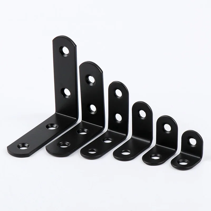 20 Pieces of Black Gusset L Angle Bracket Joint Fasteners 90 Degree Angle Bracket for WoodShelvesFurnitureCabinets