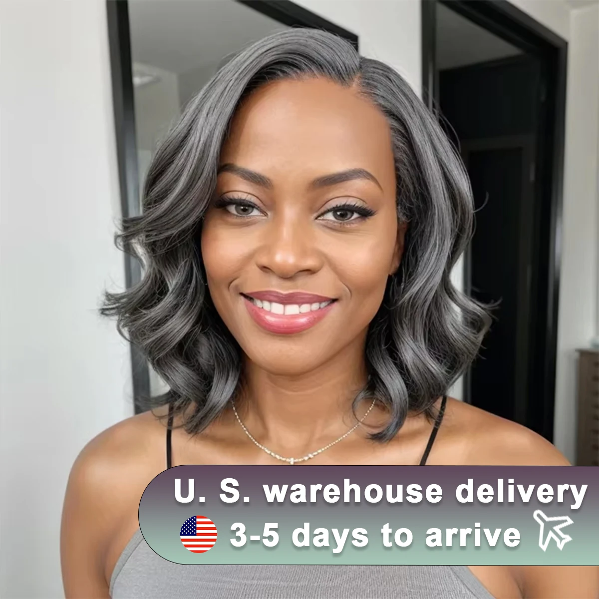 Salt and Pepper Loose Wave Lace Front Bob Wig Human Hair Side Part 5x5 HD Closure Lace Wig Ready To for Black Women