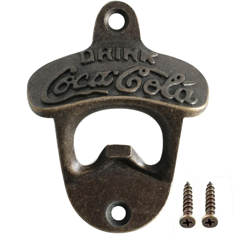 Vintage Wall Mount Bottle Opener with Screws Kitchen Bar Beer Zinc Alloy Can Opener Tool Household Professional Corkscrew Gadget