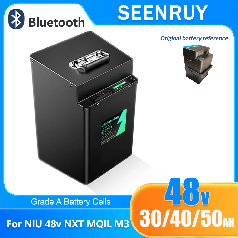 

Оригинальная сменная батарея NIU NXT MQIL M3 48V 30AH 40AH 50AH Li-ion с BMS и Bluetooth для электромотоциклов