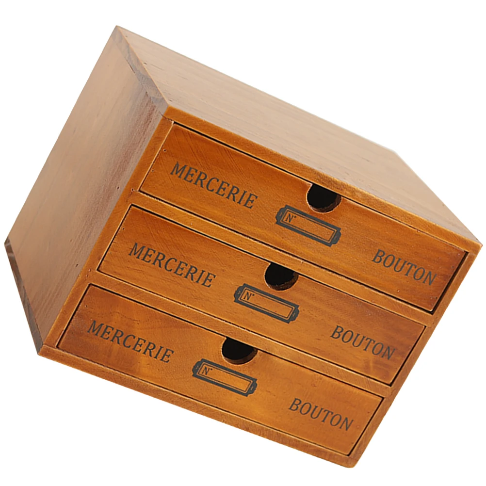 

Solid Wood 3 layer Desktop Storage Cabinet Drawers Large Capacity Makeup ganizer Display Box Storage Solution