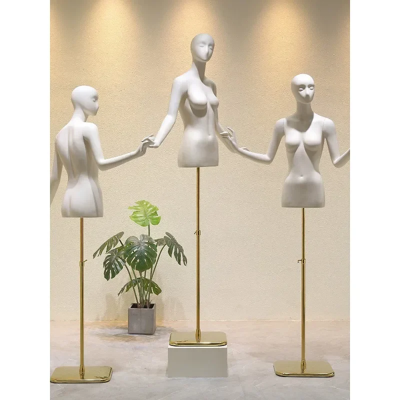 for Clothing Store Women's Fashion Window Display Matte Lacquer Surface Trendy Wedding Dress Model Prop Half Body Dummy Table