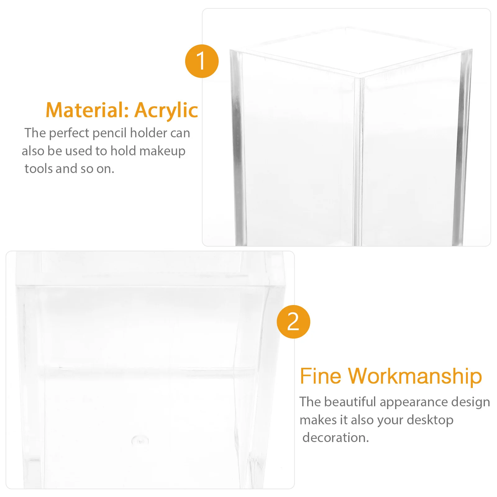 

1Pcs Clear Acrylic Pen Holder Multifunctional Desktop Decor Pencil Organizer Makeup Tool Container Stationery Storage
