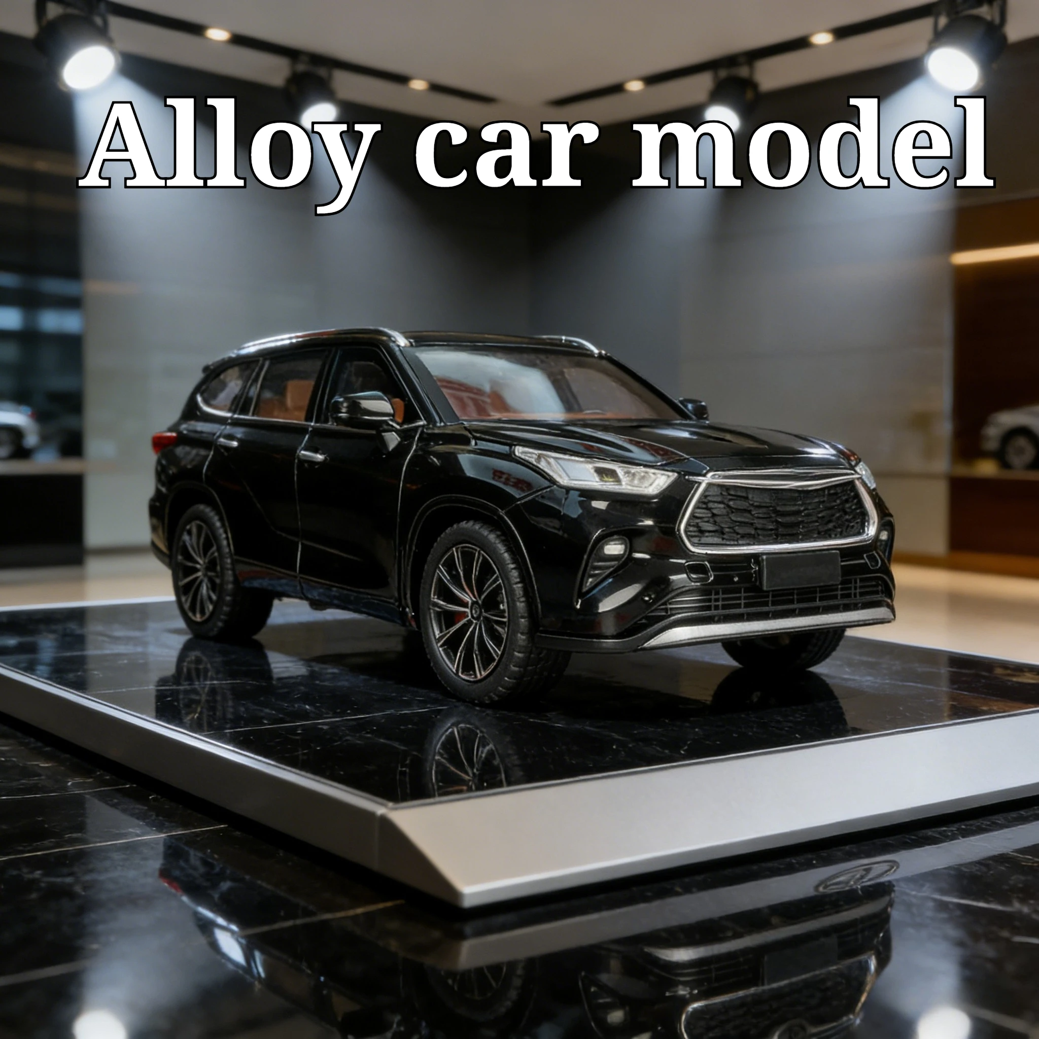 Para 1:24 Toyota Highlander coche en miniatura de aleación SUV vehículo todoterreno puerta y capó del motor maletero se puede abrir tiene sonido y iluminación