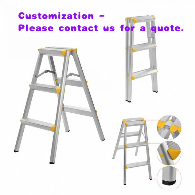 Escalera de aluminio de doble cara anticorrosión, plegable, extensible, tipo taburete, para uso doméstico.