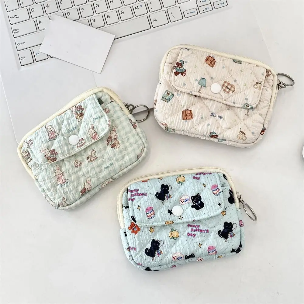 Cartoon Printing Mini Canvas Coin Purse Korean Style Jewelry Packing Bag Small Lipstick Bag Card Holder Multifuctional