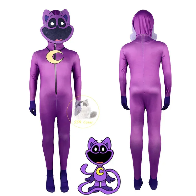 Bichisti sorridenti Costumi Cosplay GATTO sorridente Pisolino Catnap Accion Tuta Zentai Halloween Carnevale Party Dress Up per bambini Adulti