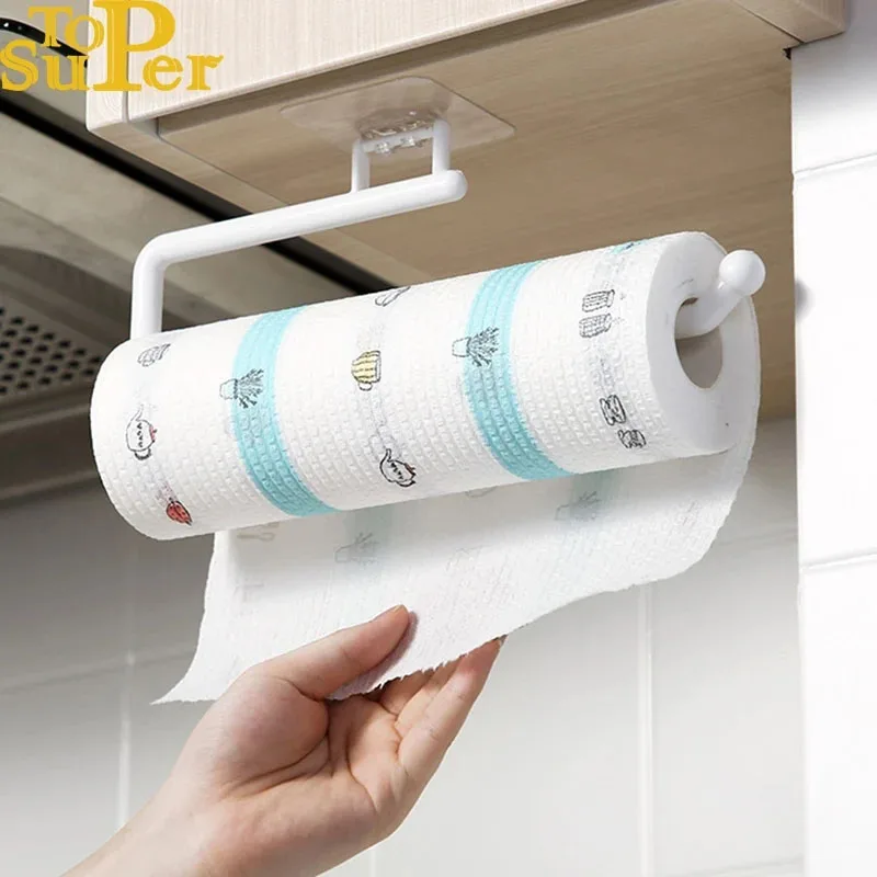 

Kitchen multifunctional tissue holder hanging on wall bathroom non perforated cloth towel holder bathroom tissue holder