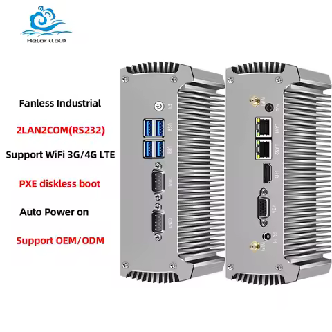 Inter Core i3 i5 i7 Industrial Mini PC Support WiFi 3G/4G LTE Linux Pfsense Computer with 2xLAN 2xRS232 4xUSB3.0 Windows10 Ready