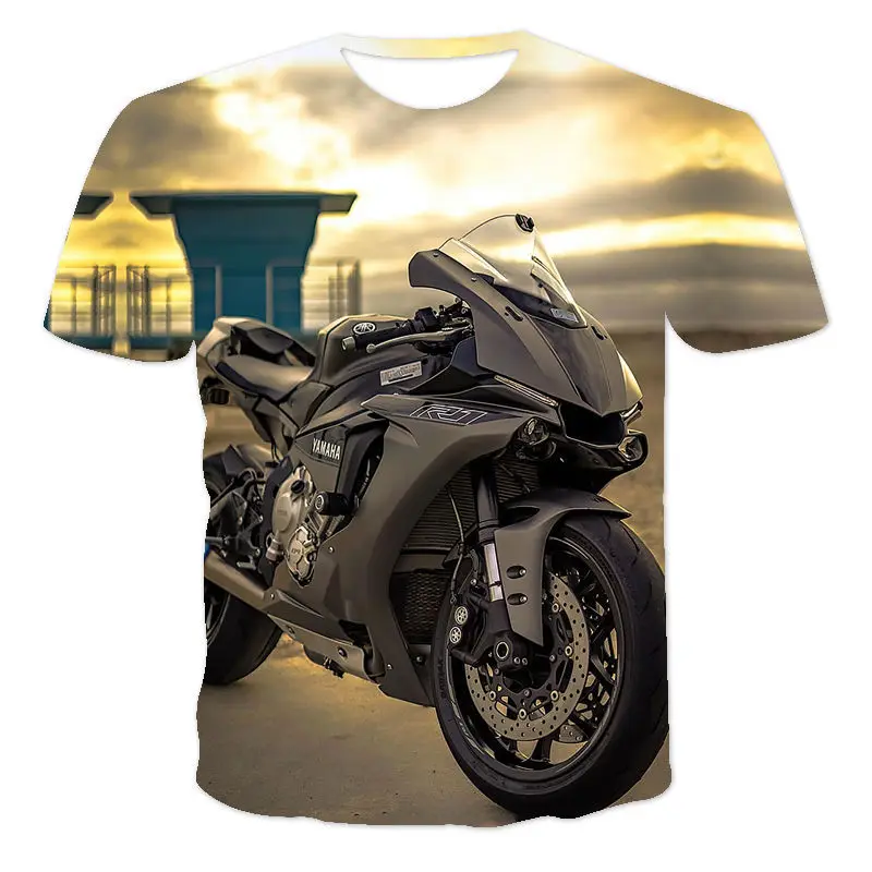 Latest Summer Motorcycle T-Shirt Men\'S 3D Cool Popular Series Printed Pattern Fashion Short-Sleeved Sports T-Shirt Men Clothing