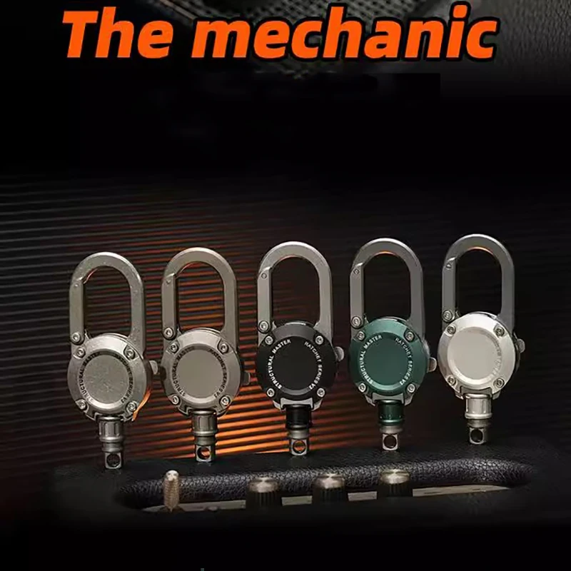

Titanium alloy , Aluminum Keychain Mountaineering Buckle Retractable Metal Anti-lost Men's car keychain gift