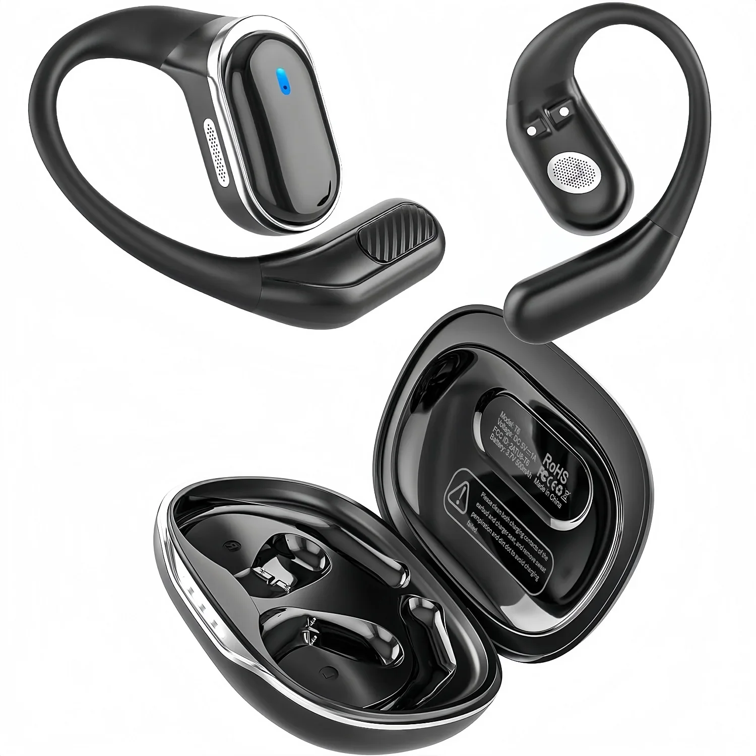 Bluetooth 5.4 Earphones OWS Wireless Headphone with Mic Waterproof Call Noise Reduction Earbuds 10H Playtime for Sports/Workouts