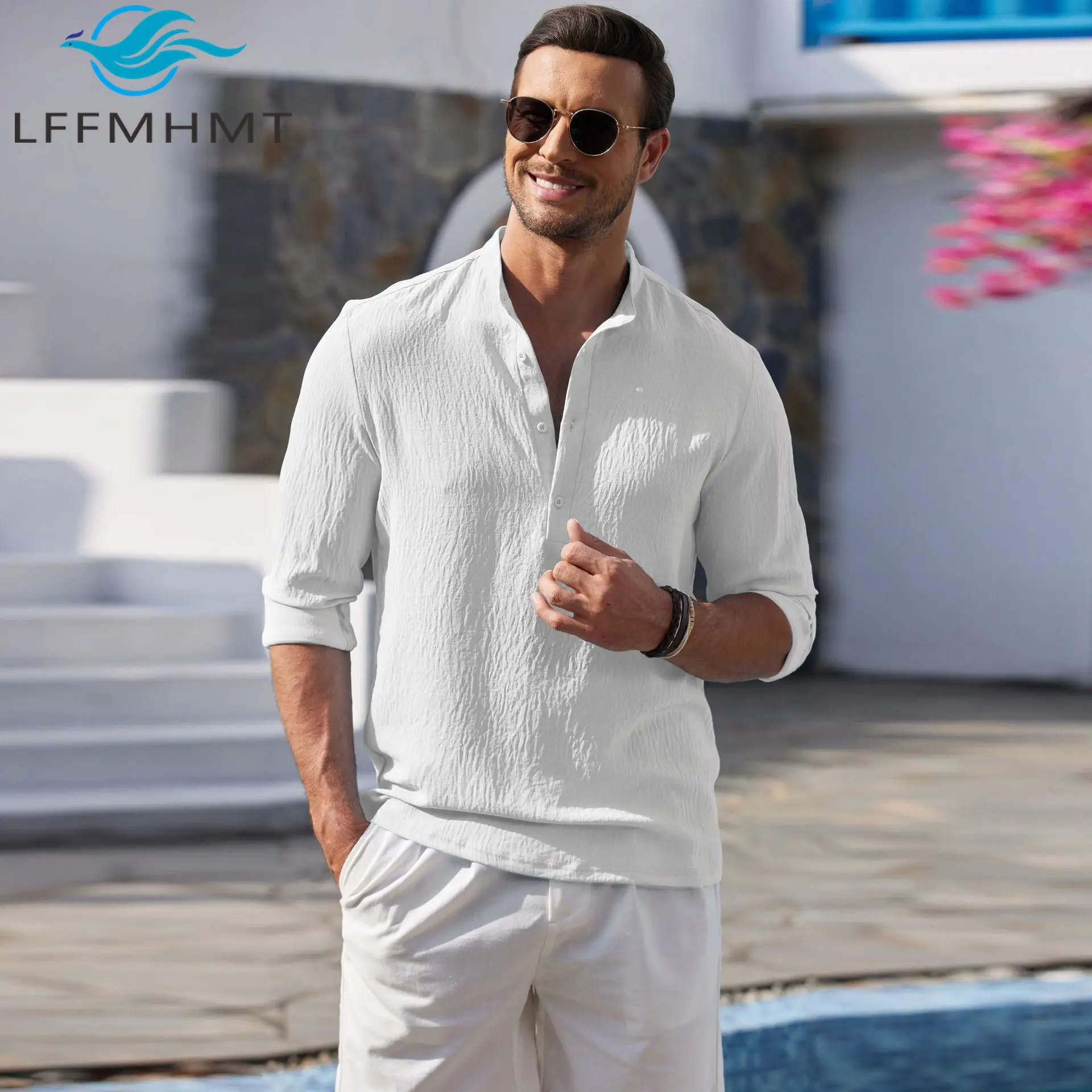 ربيع الخريف أزياء الرجال عارضة قميص نوعية جيدة رقيقة بلون الأعمال نمط بسيط الأساسية بسط التلبيب بلوزة الذكور