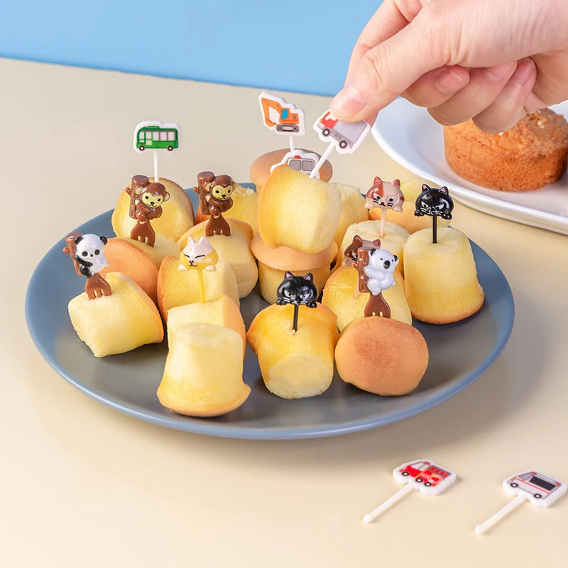 6pcs Animal Cat Paw Fruit Fork Mini Cartoon Children Snack Cake Dessert Pick Toothpick Bento Lunches Party Plastic Decoration