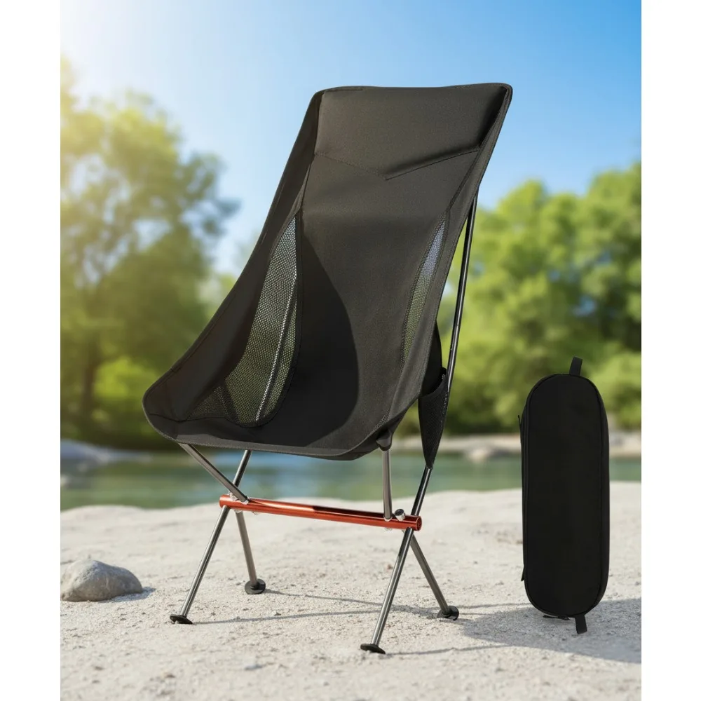 

Сверхлегкий алюминиевый складной стул для кемпинга с подушкой и боковыми карманами для взрослых, походов на пляж
